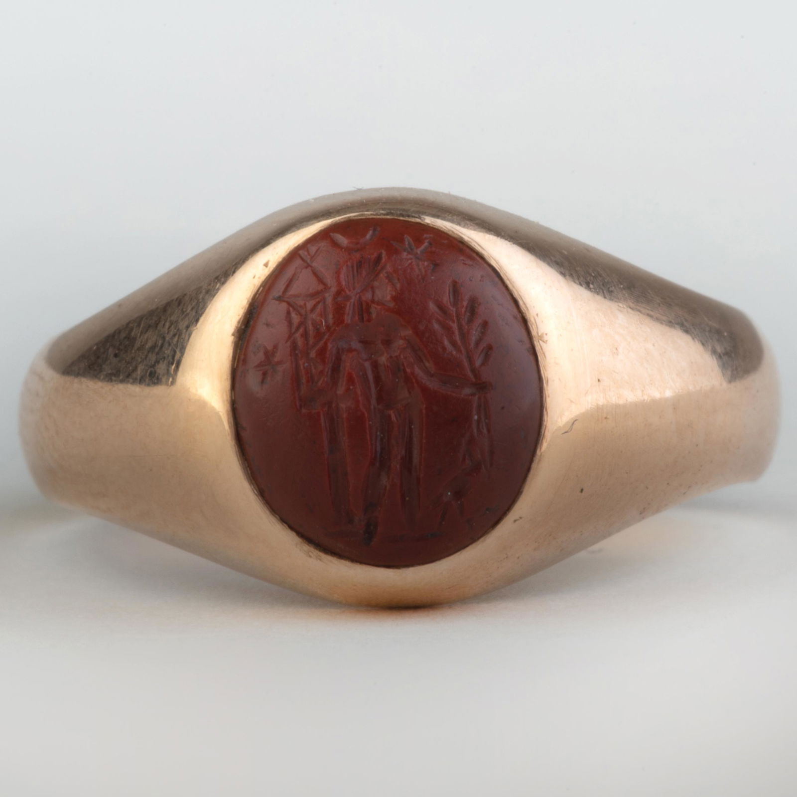 Ancient Roman Jasper Intaglio of a Man Set with a Gold (1 of 7)