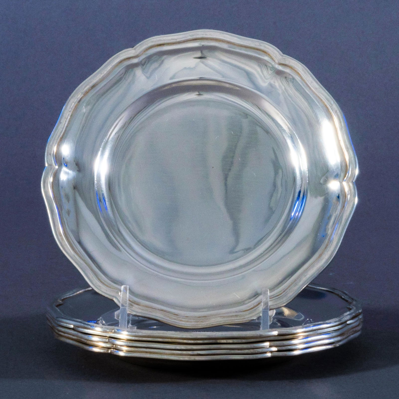 Set of Six Buccellati Silver Side Plates: Set of Six Buccellati Silver Side Plates Marked 'Sterling'. 6 in. diam., 25.1 oz. approx. weight.