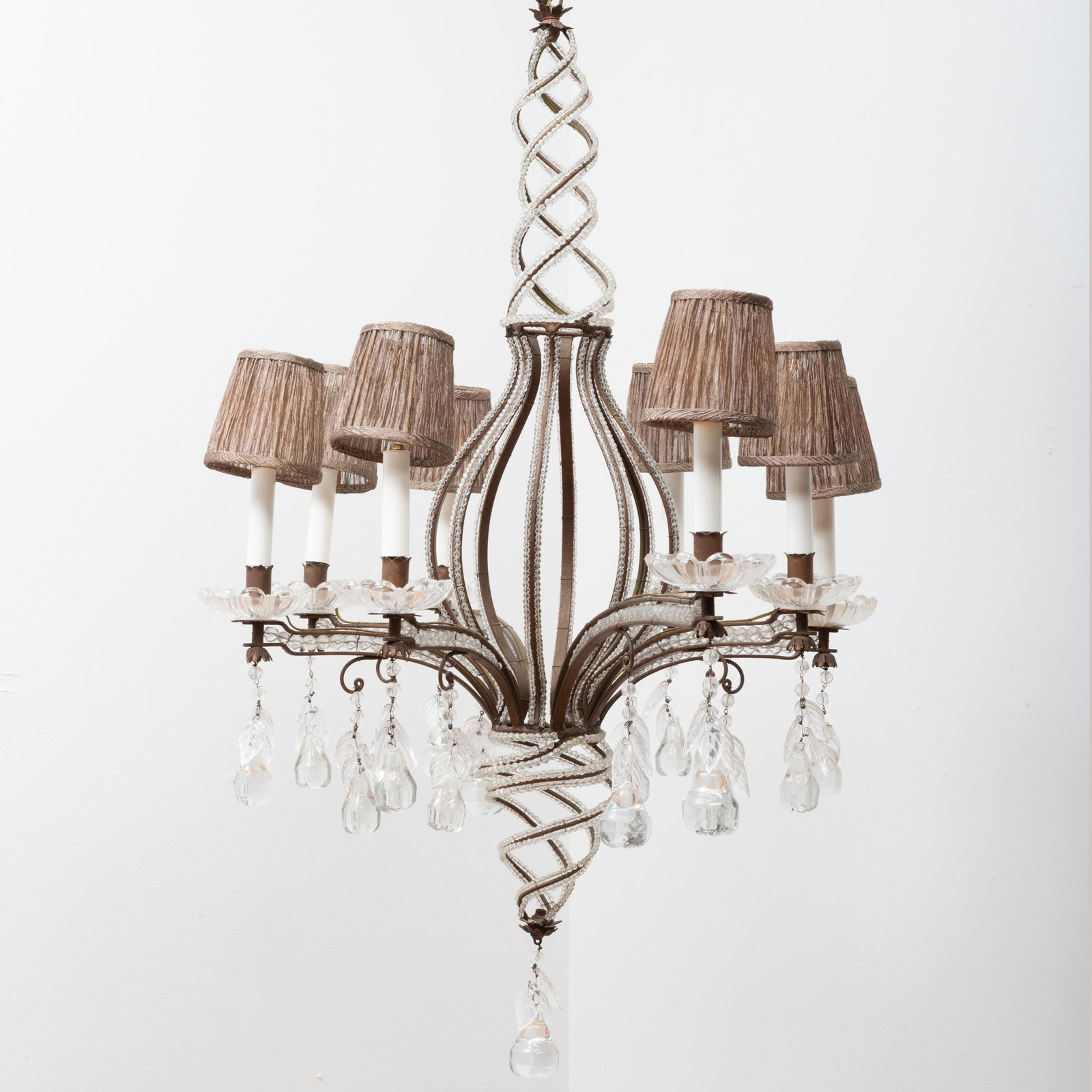 Modern Italian Beaded Glass Eight Light Chandelier: Modern Italian Beaded Glass Eight Light Chandelier 41 x 38 in. diam. David Duncan Antiques, NY.