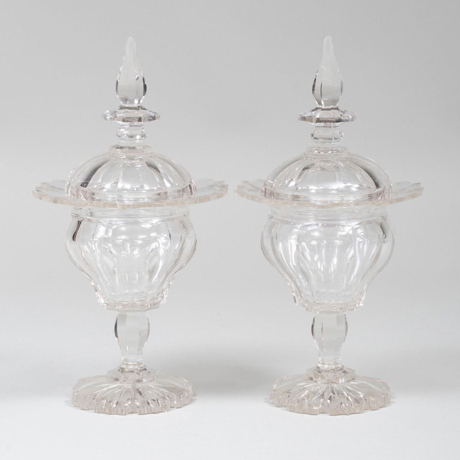 Pair of English Cut Glass Sweetmeat Jars and Covers (1 of 7)
