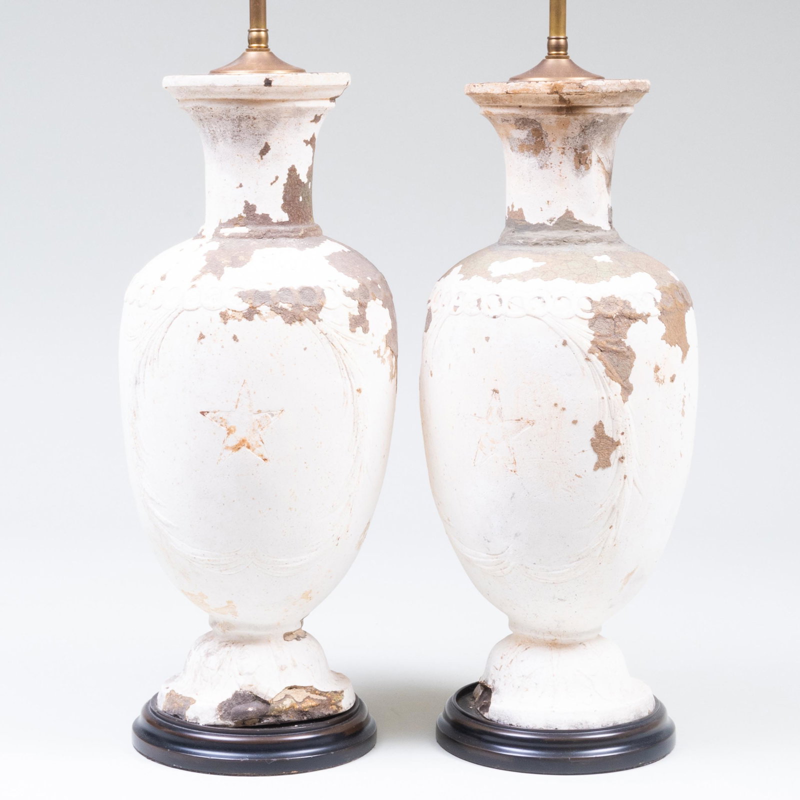 Pair of French Plaster Models of Apothecary Jars: Pair of French Plaster Models of Apothecary Jars Mounted as Lamps 27 x 8 in. diam. (to socket). Kelter-Malcé Antiques, NY.