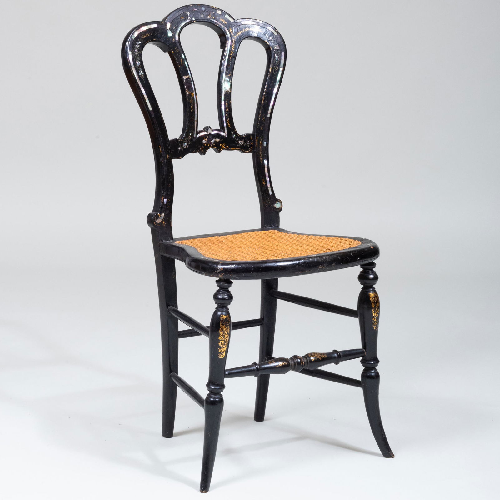 Victorian Mother-of-Pearl Inlaid Black Lacquer and (1 of 7)