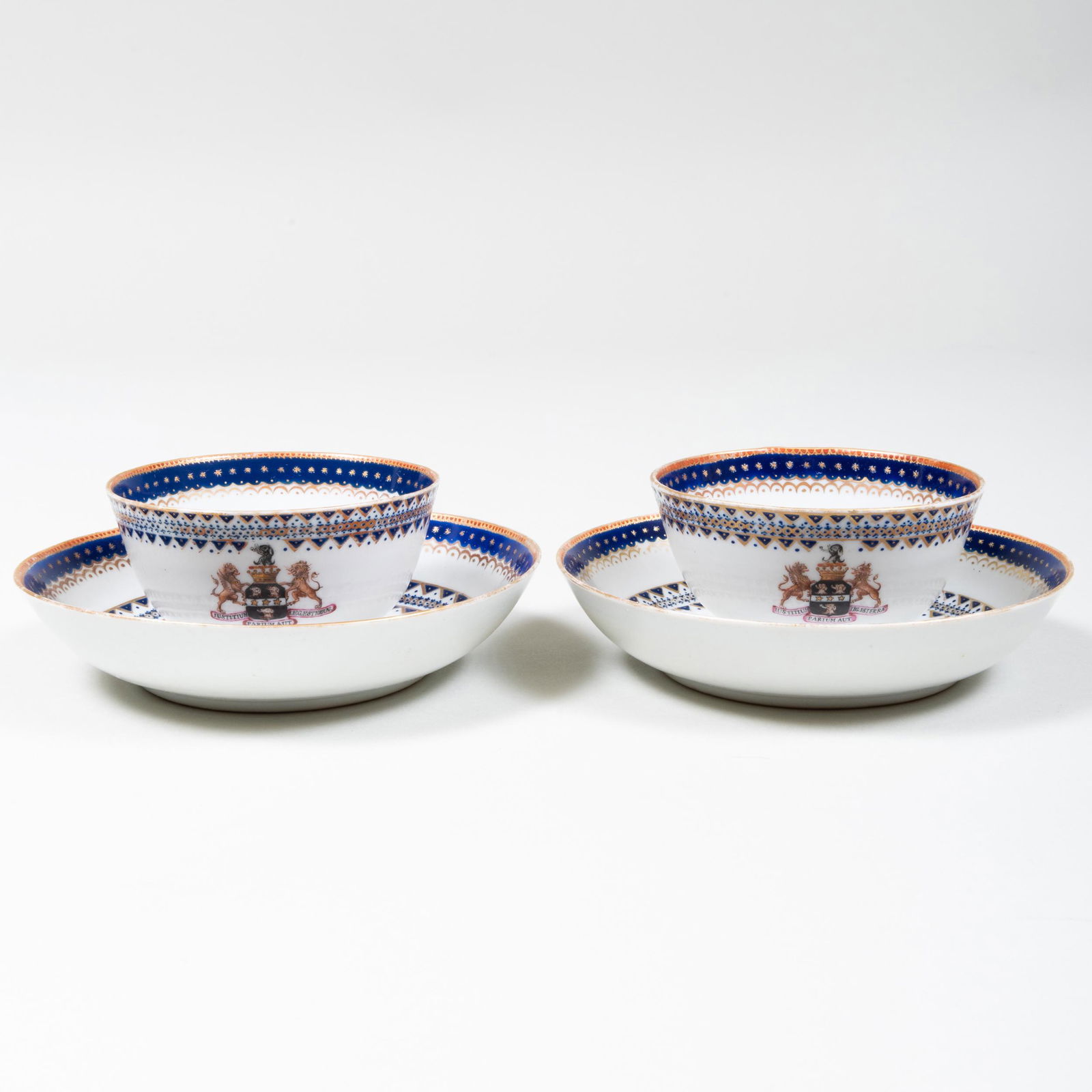 Pair of Chinese Export Armorial Porcelain Teabowls and (1 of 9)