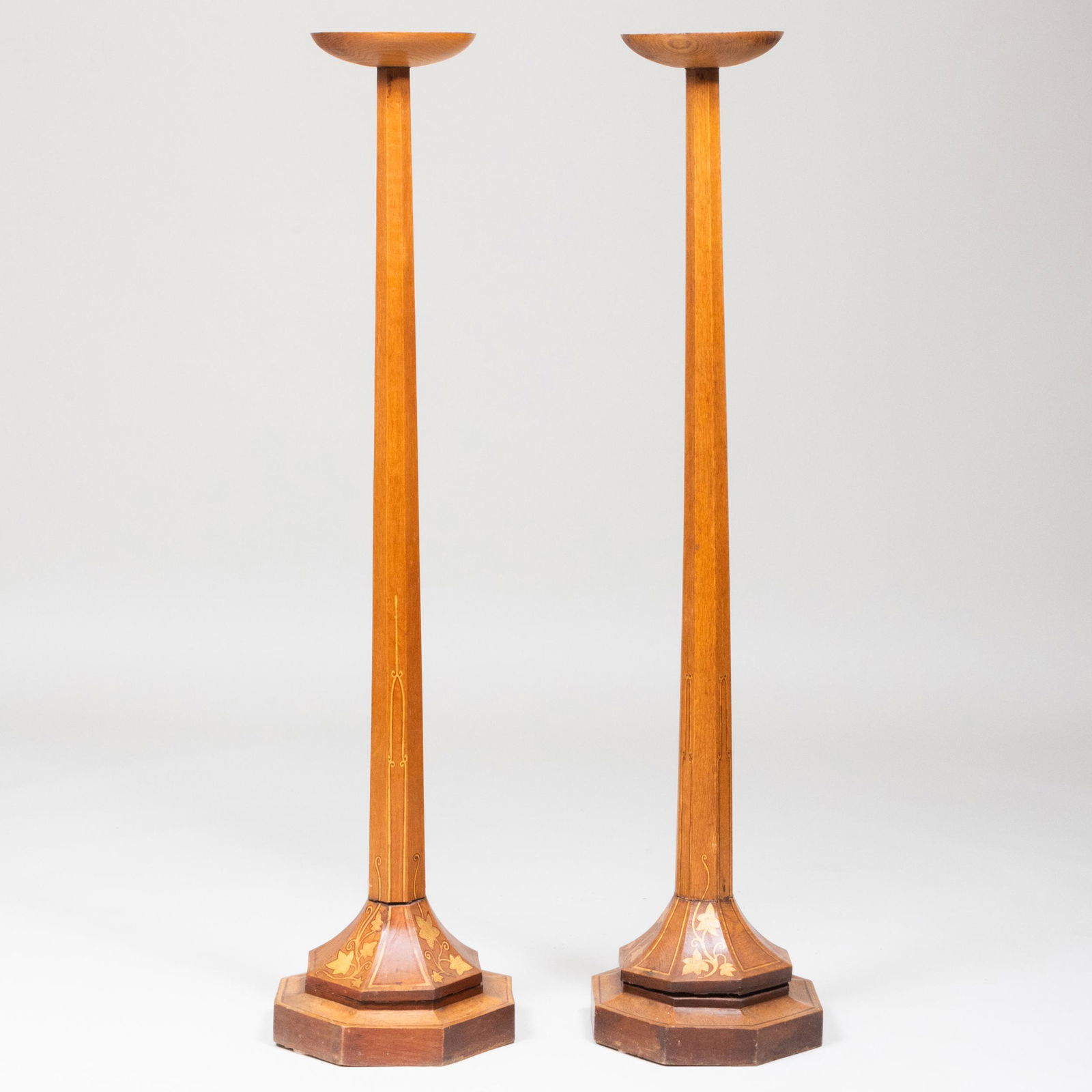 Pair of Tall English Oak and Parcel-Gilt Torchères: Pair of Tall English Oak and Parcel-Gilt Torchères 4 ft. 3 x 11 1/2 x 11 1/2 in. Sold Stair, The Collection of John Alexander, Ltd., September 7, 2013, Lot 7.