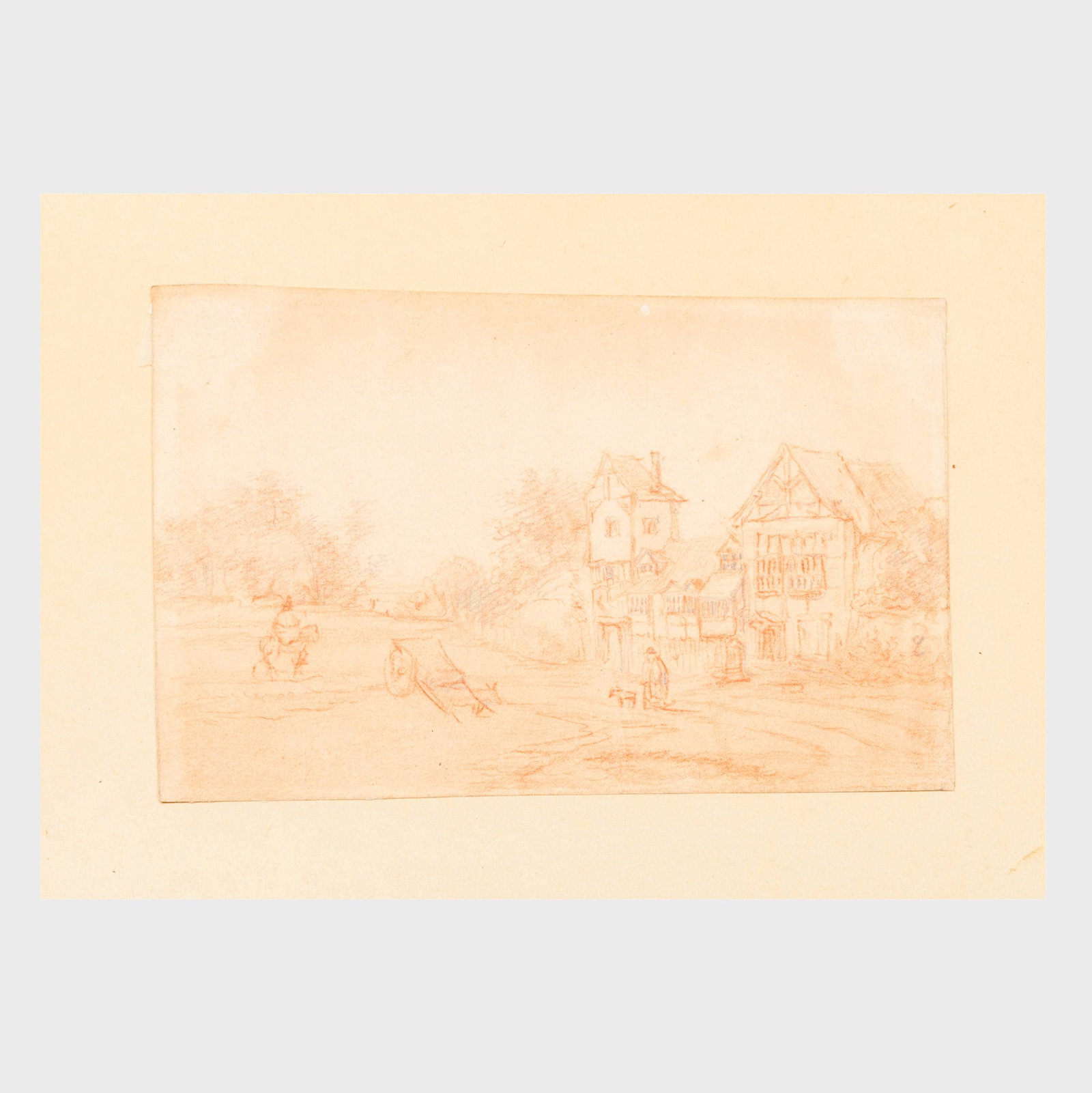 French School: Village View: French School: Village View Colored pencil on paper, unsigned. 4 1/2 x 6 3/4 in. (sheet), unframed. Property from the Estate of Emile Wolf