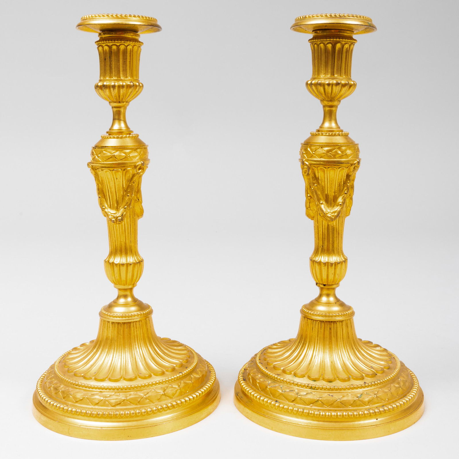 Pair of Continental Gilt-Bronze Candlesticks (1 of 8)
