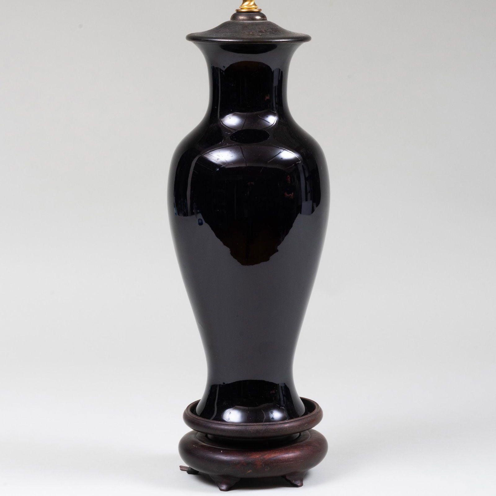 Chinese Black Glazed Porcelain Vase Mounted as a Lamp (1 of 7)