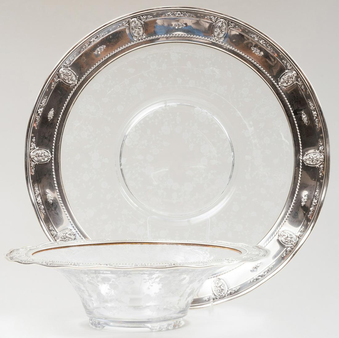Two American Silver Mounted Glass Serving Dishes (1 of 6)