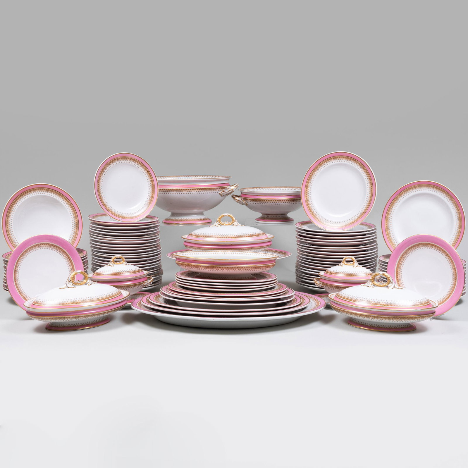 Extensive Worcester Pink Ground Porcelain Table Service (1 of 20)