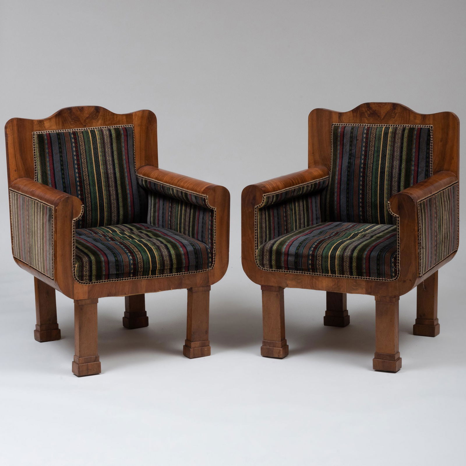 Pair of Late Biedermeier Walnut and Velvet Upholstered (1 of 7)