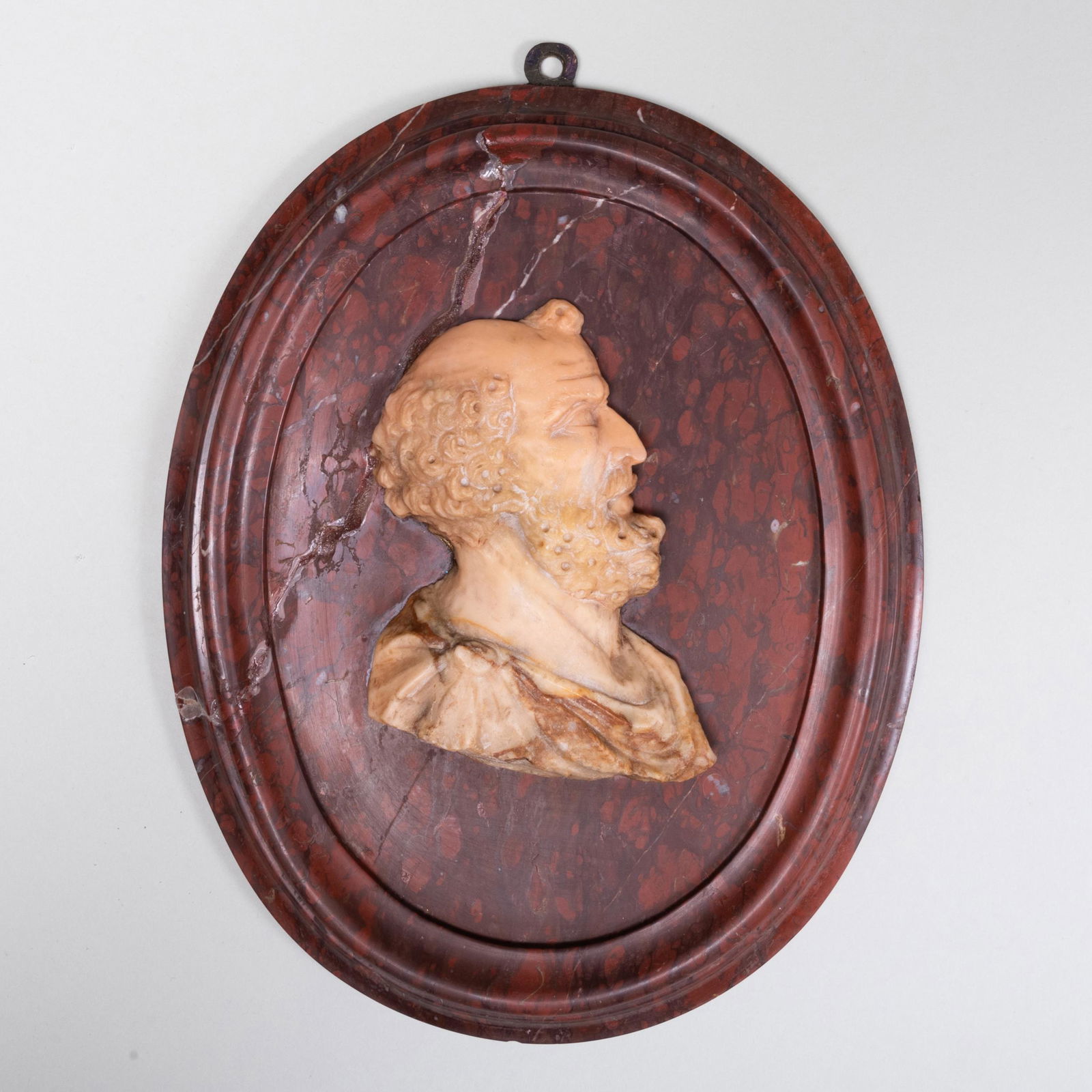 Continental White Marble Portrait Plaque on a Rouge (1 of 4)