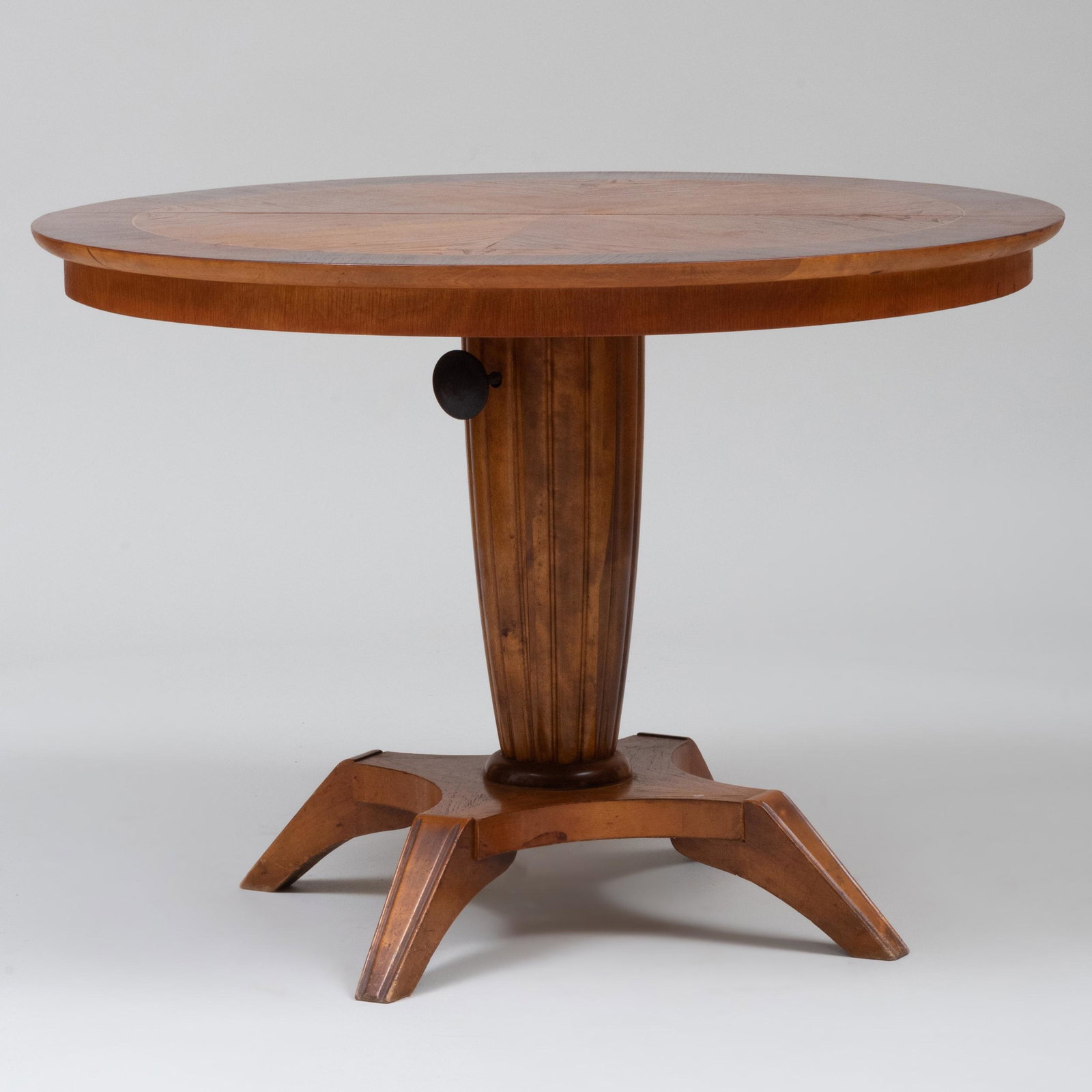 Modern Circular Oak and Mahogany Retractable Center (1 of 9)