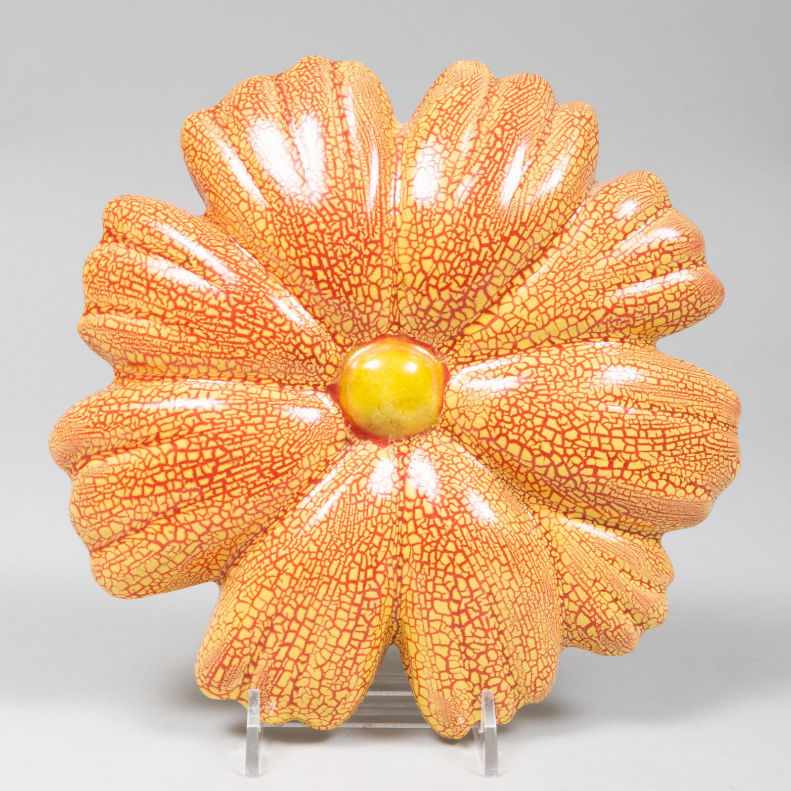 Kate Malone Glazed Pottery Flower: Kate Malone Glazed Pottery Flower Impressed mark. 8 1/4 in. diam. By repute Adrian Sassoon, exhibited at Michele Beiny, NY. The Castle, Harlem: The Collection of Philip Hewat-Jaboor & Rodney Keenan