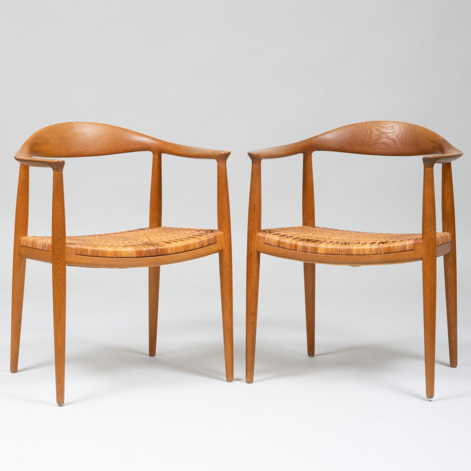 Pair of Hans Wegner For Johannes Hansen Teak and Cane (1 of 11)