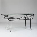 Giacometti Style Patinated-Metal and Glass Console