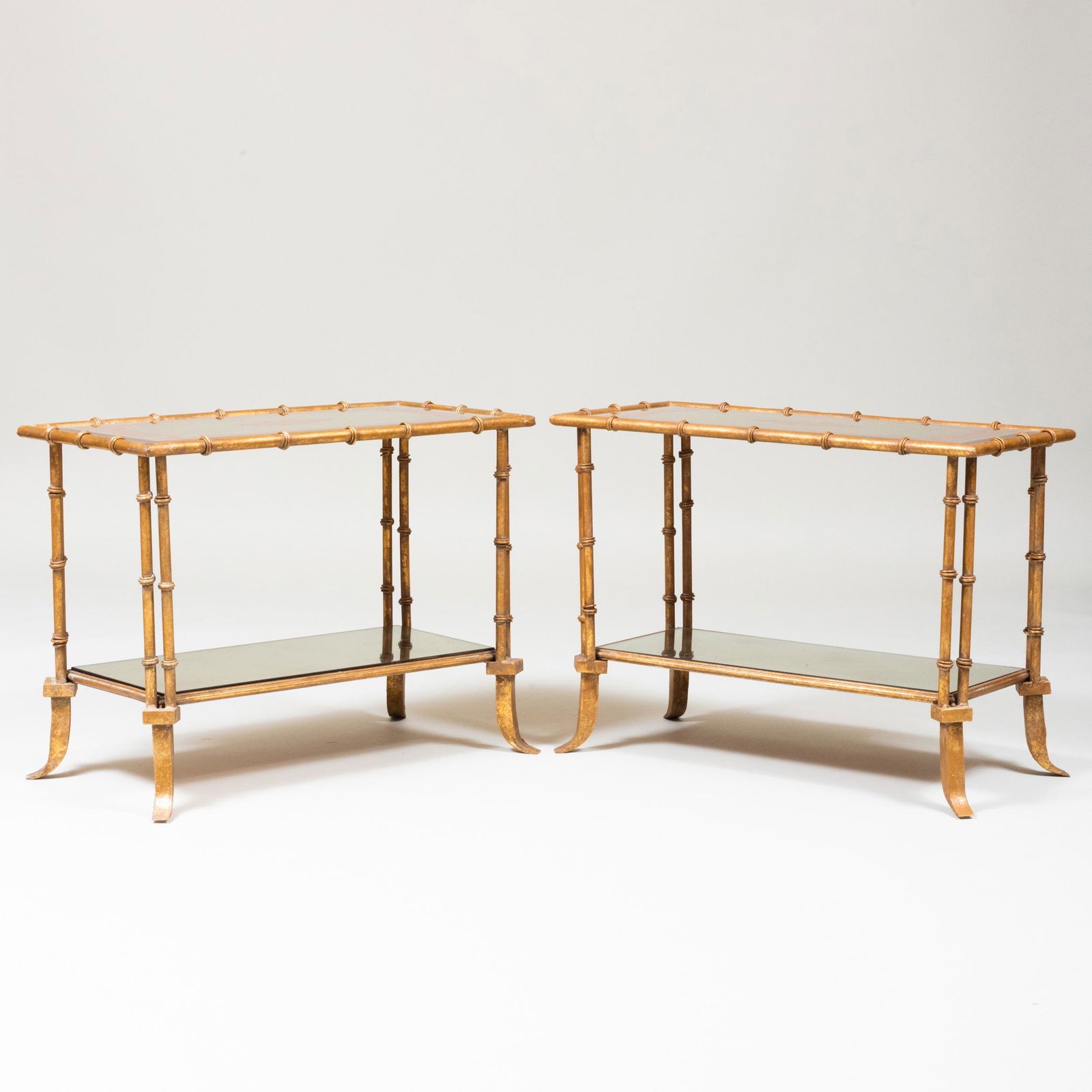 Pair of Modern Gilt-Metal Faux Bamboo and Mirrored (1 of 7)