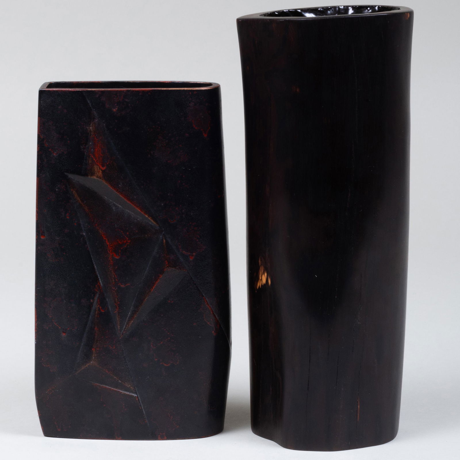 Art Deco Style Patinated Metal Vase and a Natural Wood (1 of 6)