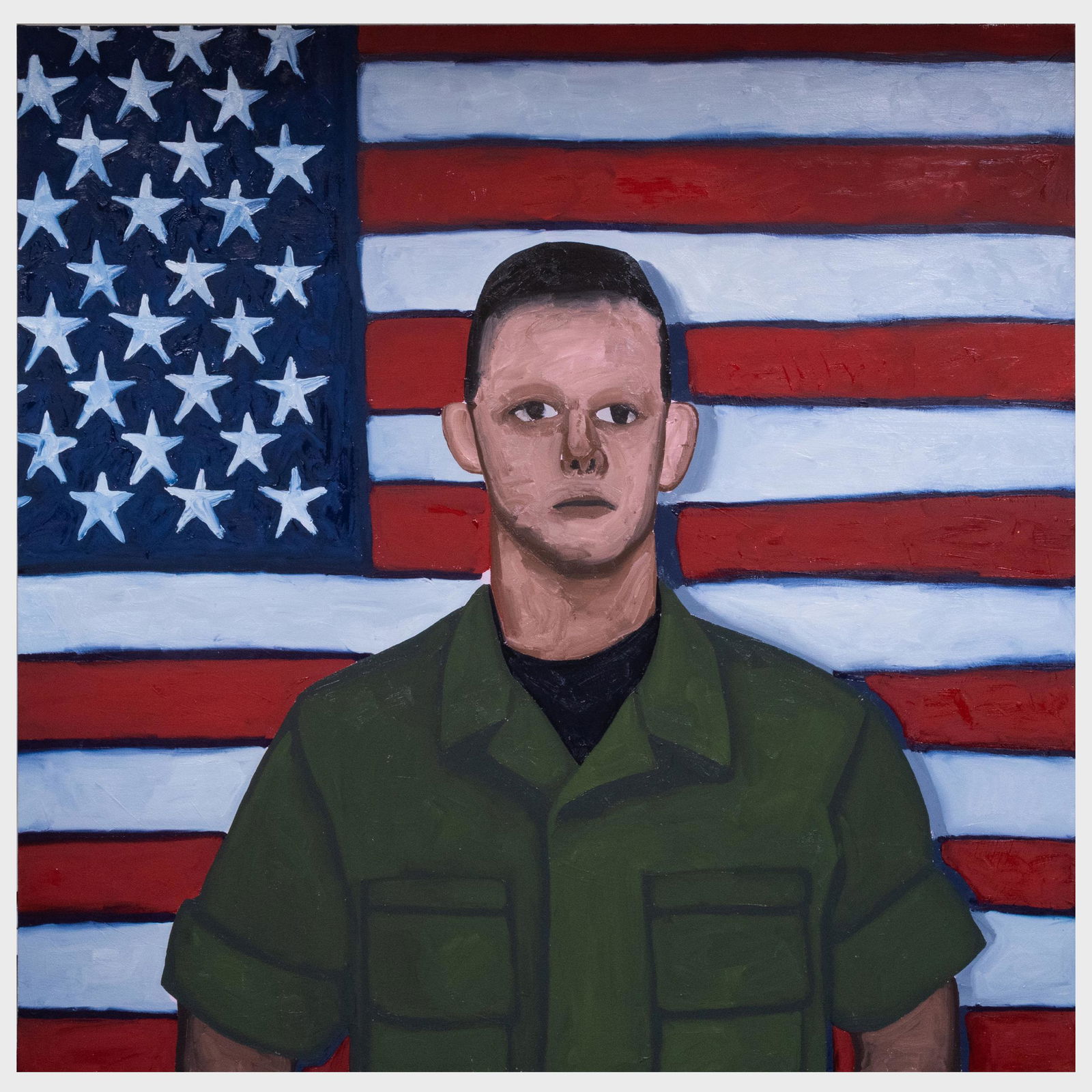 Ryan Mendoza (b. 1971)The Deserter: Ryan Mendoza (b. 1971)The Deserter Oil on canvas, signed 'Ryan' on the reverse. 75 3/4 x 79 3/4 in., unframed.