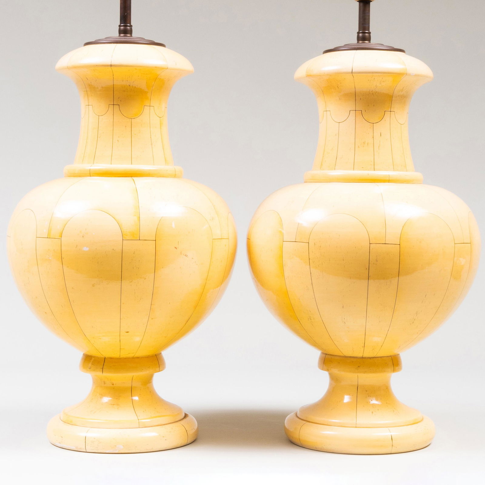 Pair of Jean Roger Faux Painted Ceramic Lamps (1 of 7)