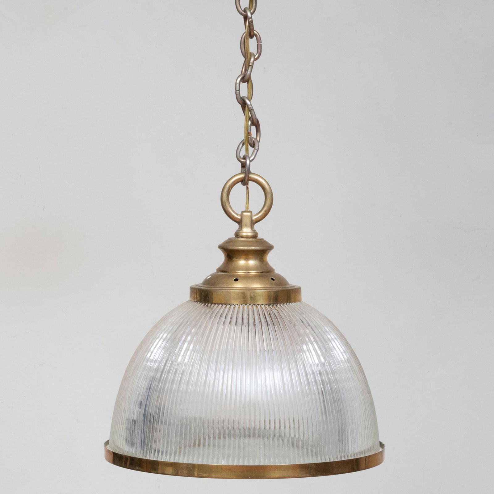 Pair of Brass Glass Pendant Lights (1 of 8)