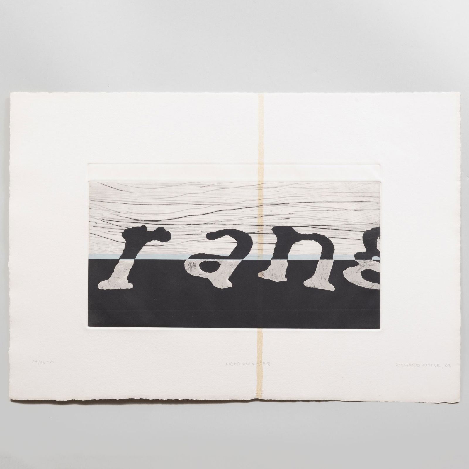 Richard Tuttle (b. 1941): Light on Water (A): Richard Tuttle (b. 1941): Light on Water (A) Lithograph and etching in colors, 2003, signed, titled and dated in pencil, numbered 24/28-A. 15 1/2 x 23 in. (sheet), unframed. ULAE, NY. Prints from the