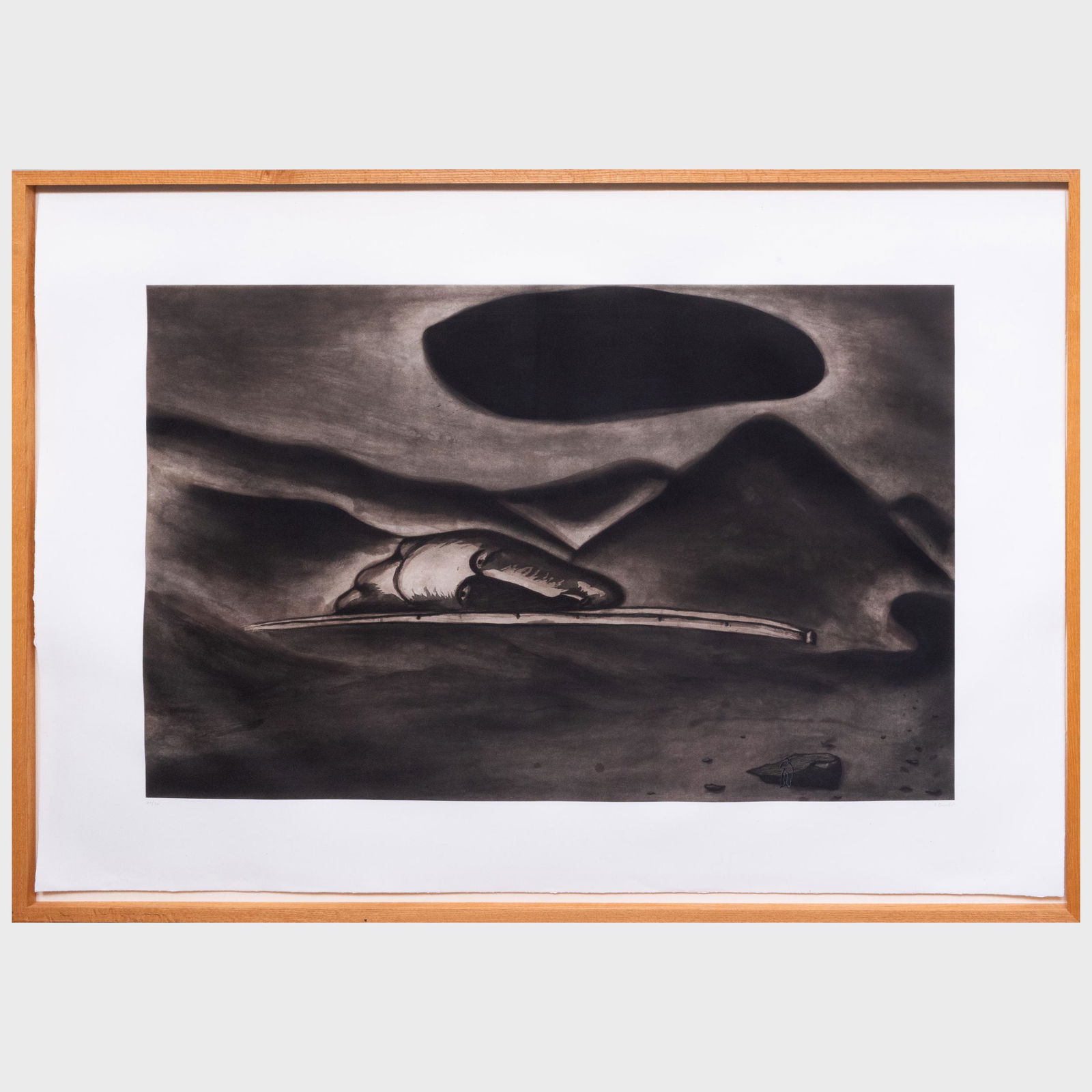 Enzo Cucchi (b. 1949): Un'immagine oscura: Enzo Cucchi (b. 1949): Un'immagine oscura Etching and aquatint in black on wove paper, 1982, signed in pencil, numbered 12/30. 47 x 68 1/2 in. (sheet), 50 1/2 x 71 1/2 in. (frame). Prints from the Col