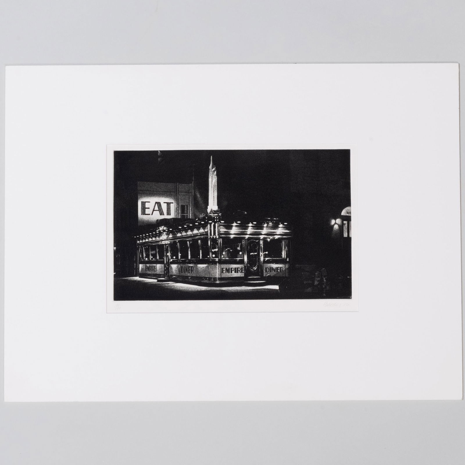 John Baeder (b. 1938): American Grill; and Empire Diner: John Baeder (b. 1938): American Grill; and Empire Diner Lithograph in black and beige on wove paper, 1975 and etching in black on wove paper, 1976, both signed and dated in pencil, numbered 20/50 and