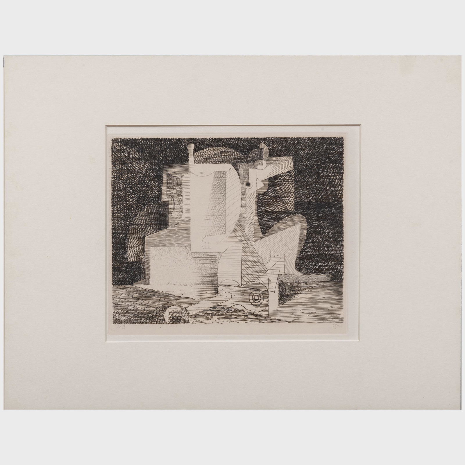 Louis Marcoussis (1883-1941): Untitled, from Planches: Louis Marcoussis (1883-1941): Untitled, from Planches de Salut Etching in black on Arches, 1931, signed and titled in pencil, numbered 33/71, inscribed 'cherchant la parfume chimique personelle--Arthu