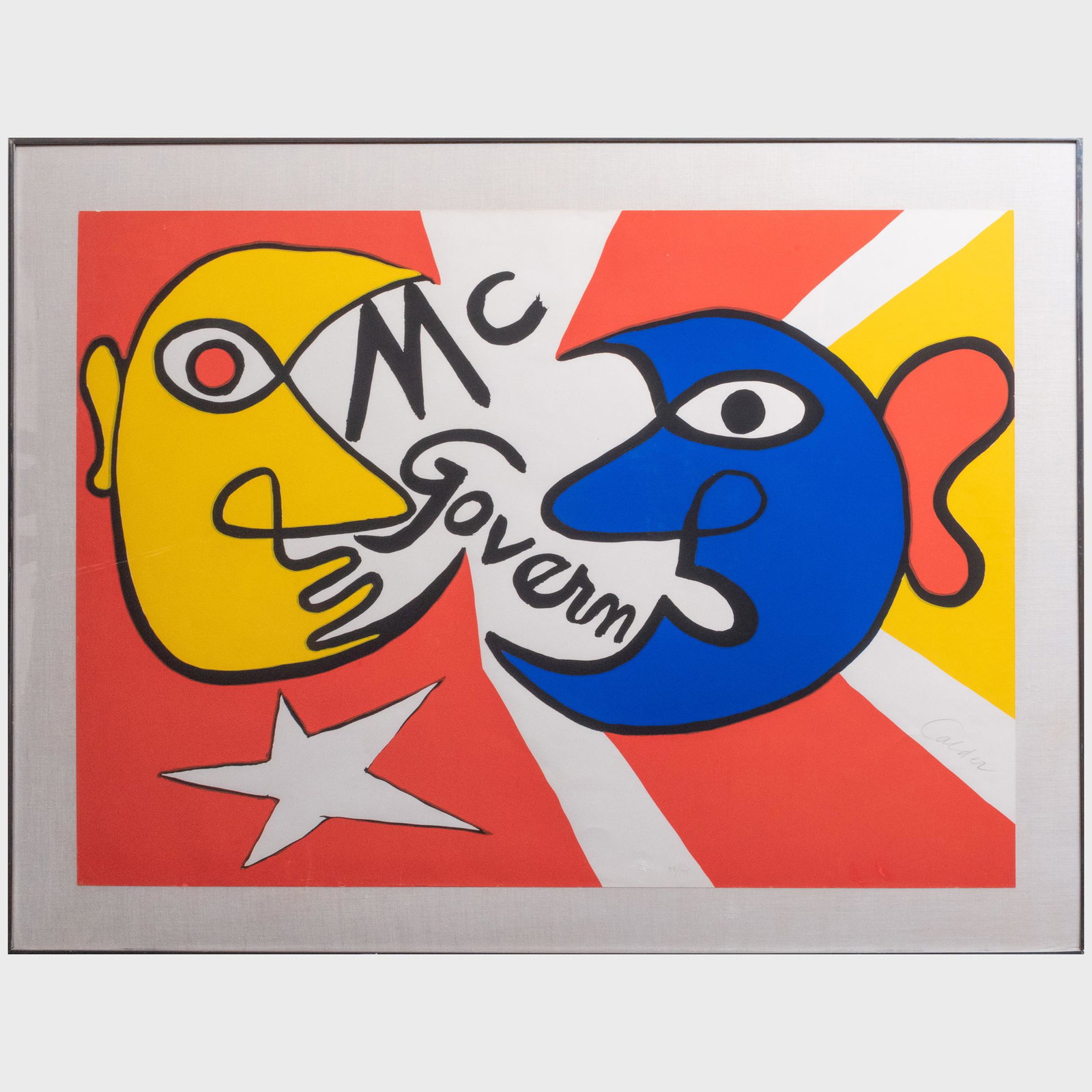 Alexander Calder (1898-1976): McGovern for McGovernment: Alexander Calder (1898-1976): McGovern for McGovernment Lithograph in colors on wove paper, 1972, signed in pencil, numbered 77/175. 30 x 42 in. (sheet), 36 1/2 x 48 1/2 in. (frame).