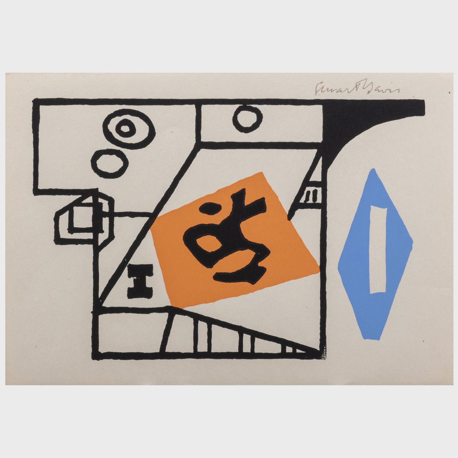 Stuart Davis (1894-1964): Ivy League: Stuart Davis (1894-1964): Ivy League Screenprint in colors on wove paper, 1953, with the stamped signature as issued, from the edition of 132. 6 x 9 in. (sheet), unframed. Literature: Cole 26.