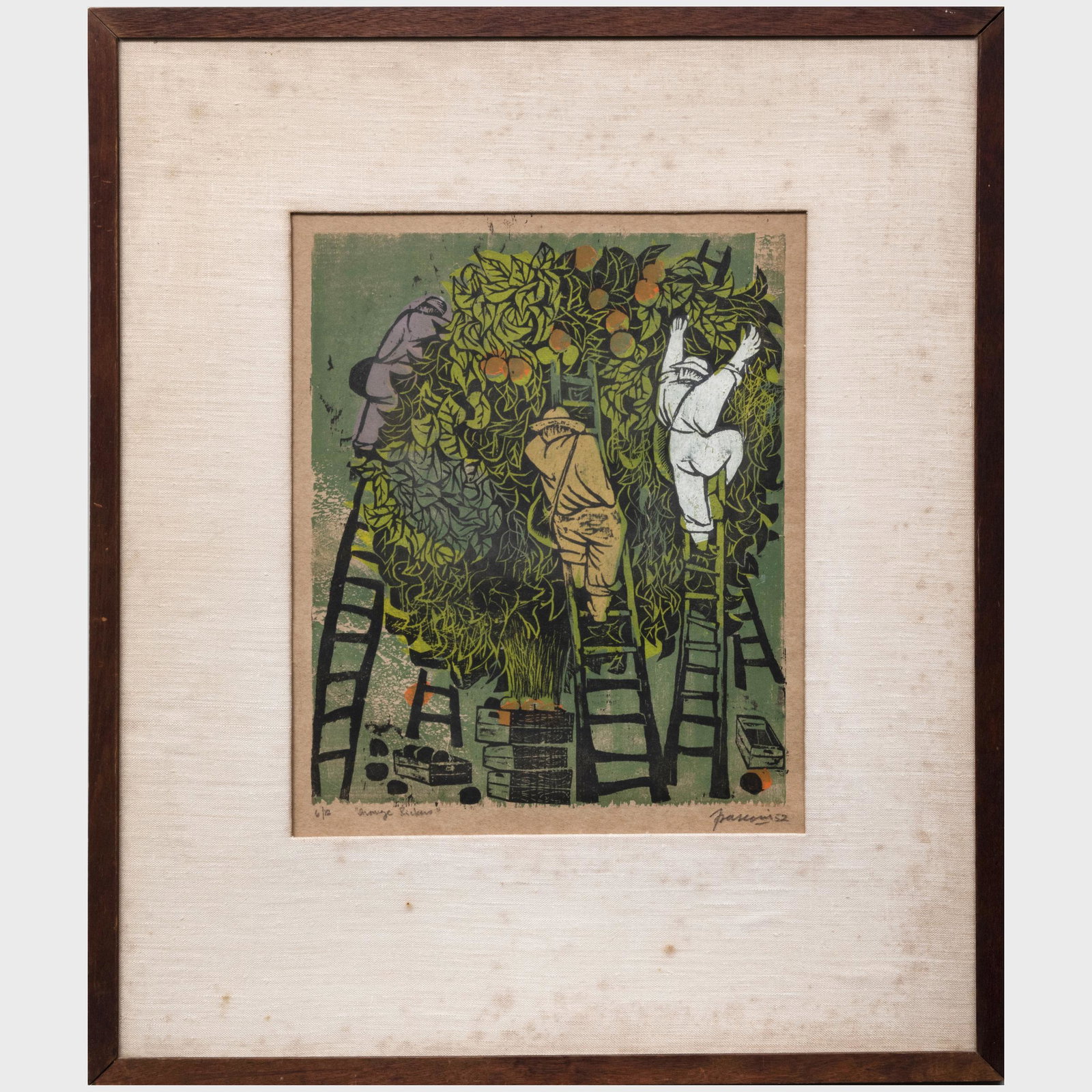 Antonio Frasconi (1919-2013): Orange Pickers (1 of 5)