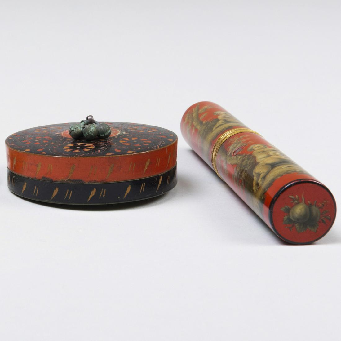 Continental Lacquer Etui and a Circular Box and Cover (1 of 11)