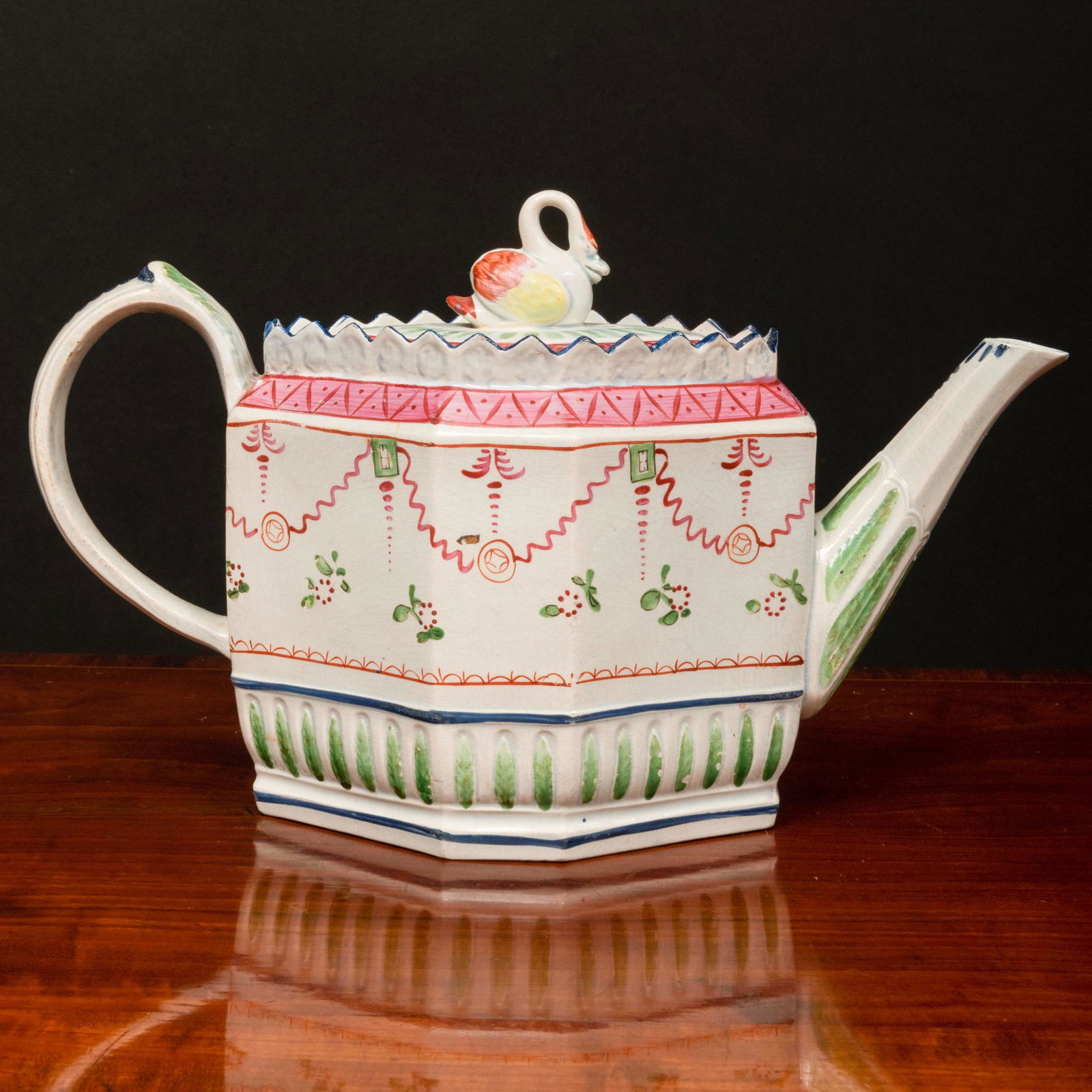 English Pearl Glazed Earthenware Faceted Teapot and (1 of 11)
