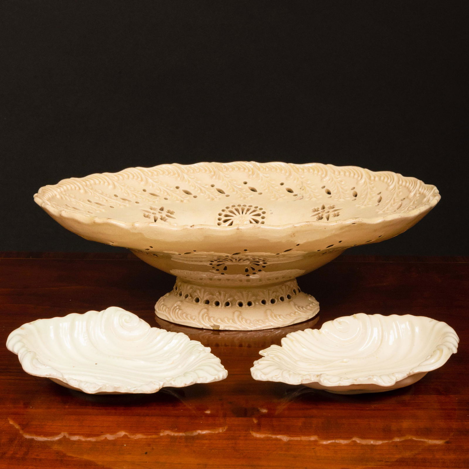 English Creamware Basket and a Pair of Shell Shaped (1 of 10)