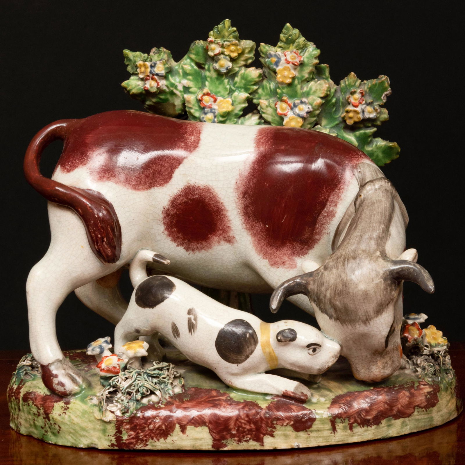 Staffordshire Pearl Glazed Earthenware Bull-Baiting (1 of 10)