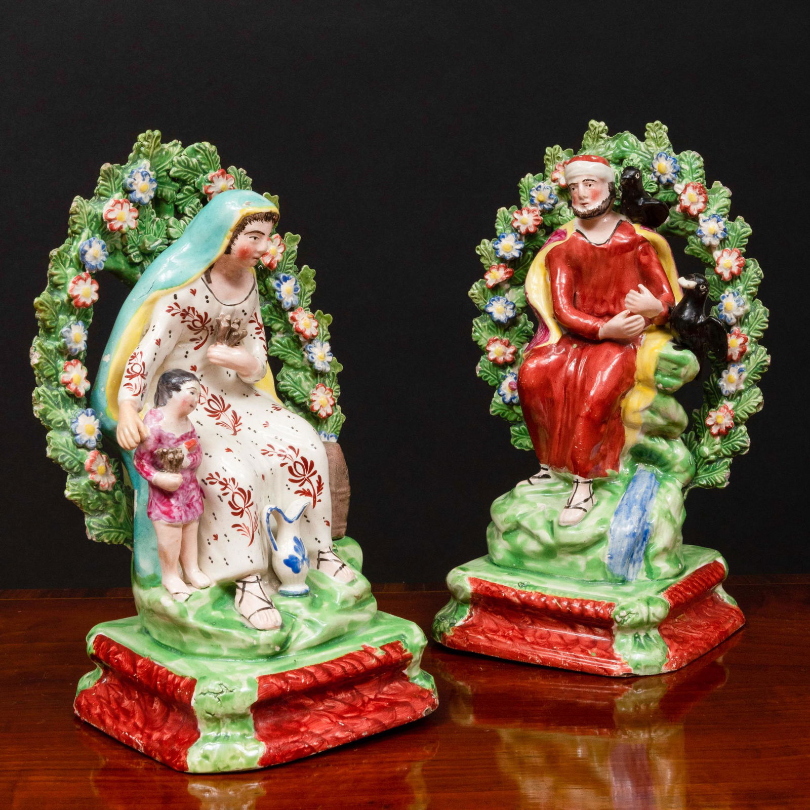 Pair of Staffordshire Earthenware Figure Groups 'Elijah (1 of 8)