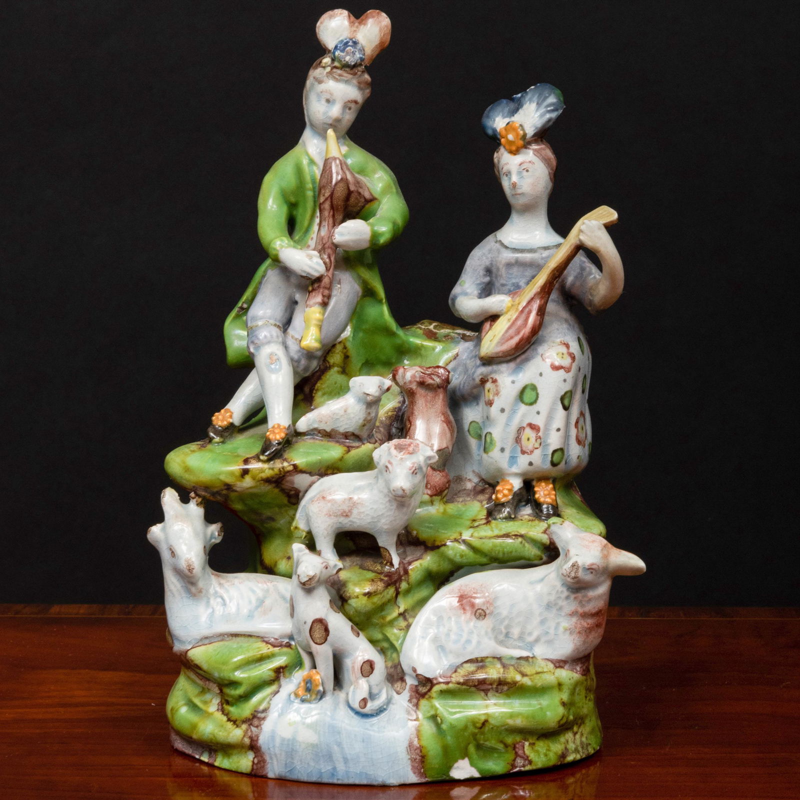 Staffordshire Pearl Glazed Earthenware Musical Shepherd (1 of 10)