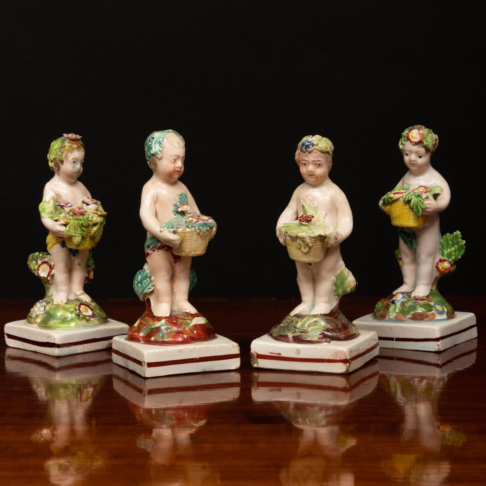 Set of Four Staffordshire Pearl Glazed Earthenware (1 of 10)