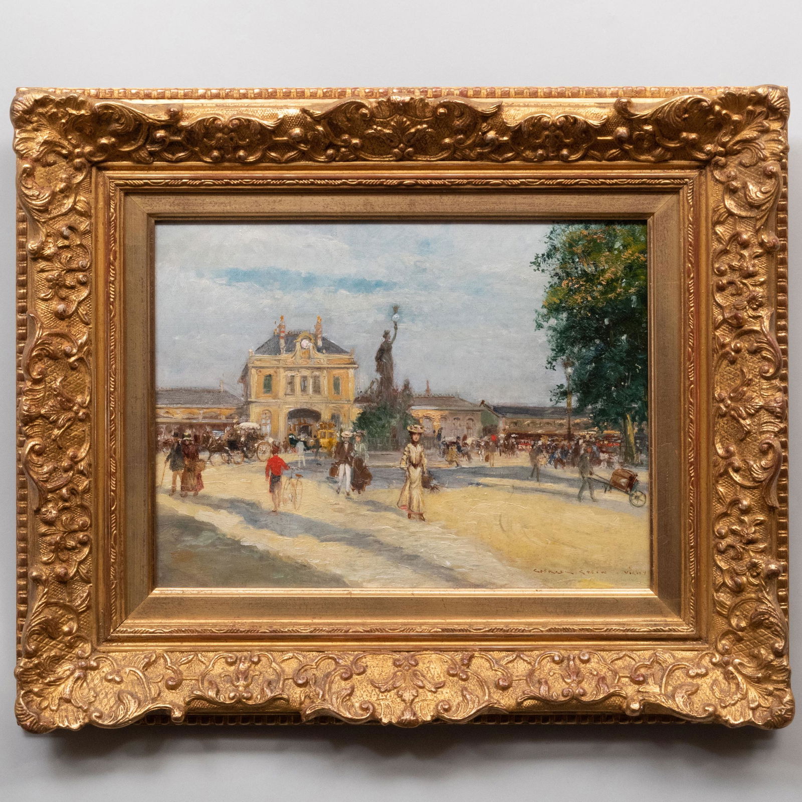 Georges Stein (1864-1930/55): The Station at Vichy: Georges Stein (1864-1930/55): The Station at Vichy Oil on canvas, signed 'Georges Stein' and inscribed 'Vichy' lower right. 10 3/4 x 13 3/4 in., 17 1/4 x 20 1/2 in. (frame). Property from the Collecti