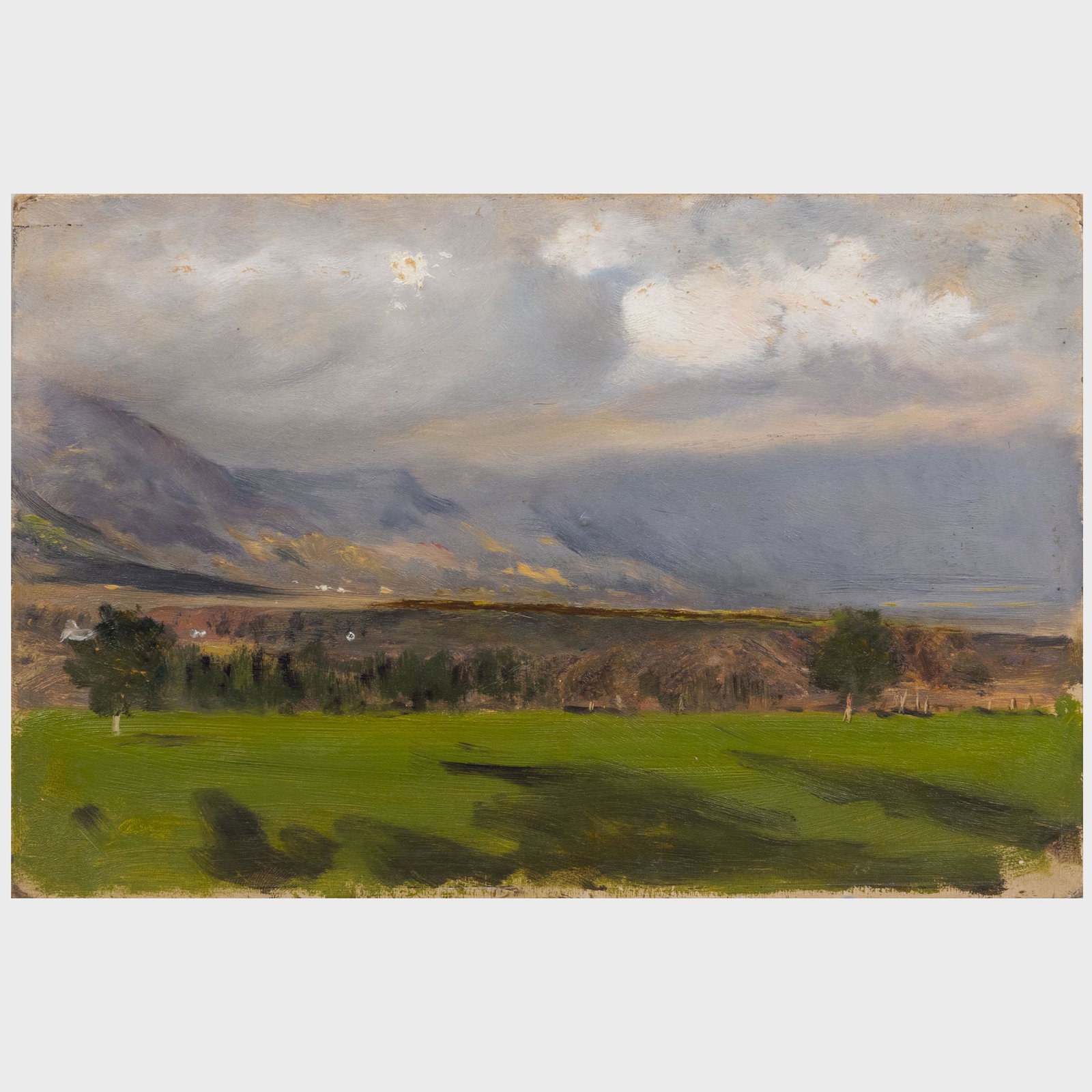 American School: Looking Across Hastings Ranche from: American School: Looking Across Hastings Ranche from the West Oil on paperboard, unsigned, titled on a paper label on the reverse; River Wnion Near Dolgelley, watercolor with gouache highlights on pap