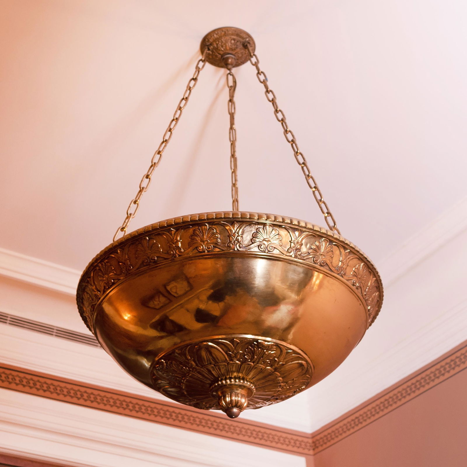 Large Regency Style Gilt-Metal Six-Light Chandelier (1 of 8)