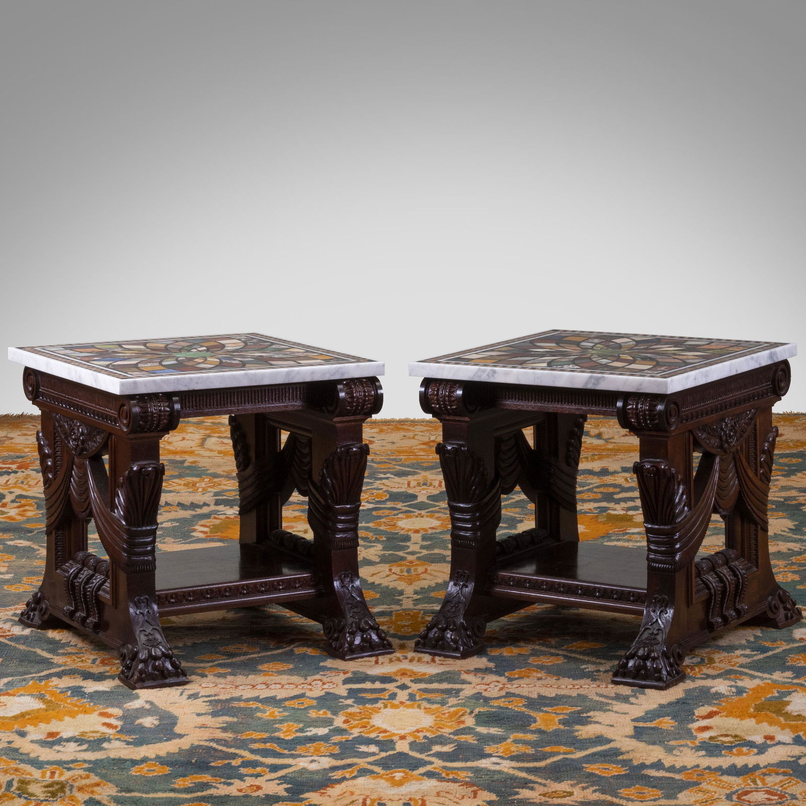 Pair of Renaissance Revival Style Mahogany and Specimen (1 of 9)