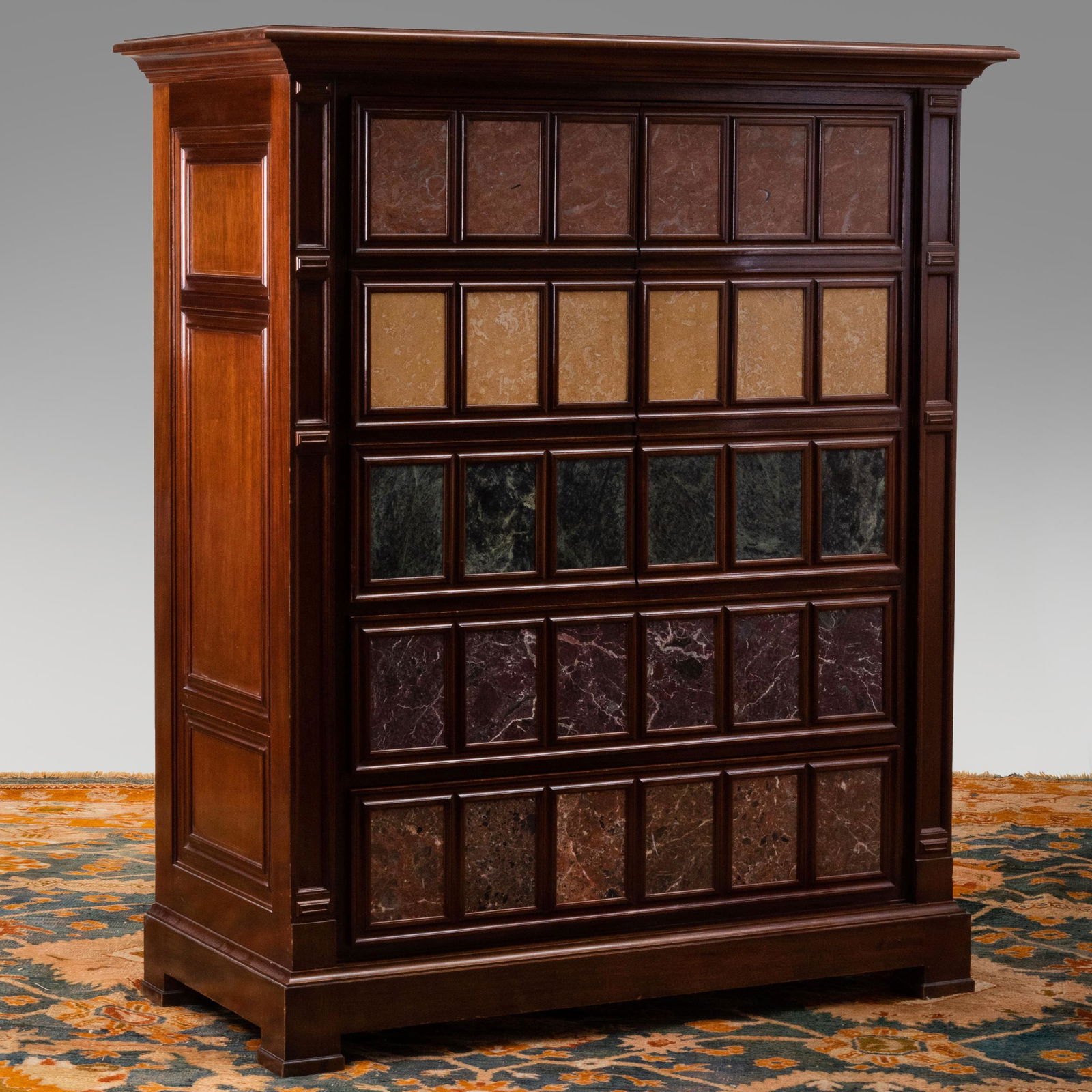 Modern Marble Inlaid Mahogany Paneled Cabinet, of (1 of 9)