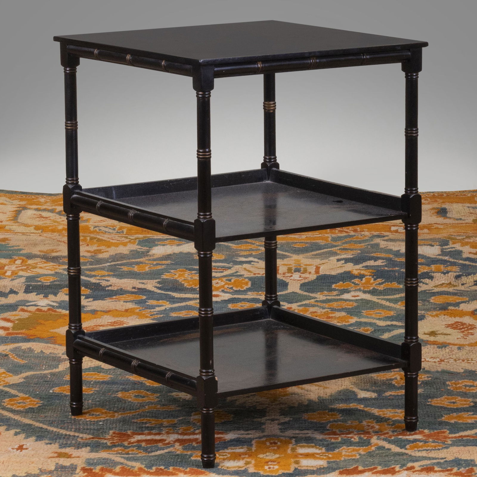 Regency Style Black Lacquer and Parcel-Gilt Three-Tier (1 of 7)