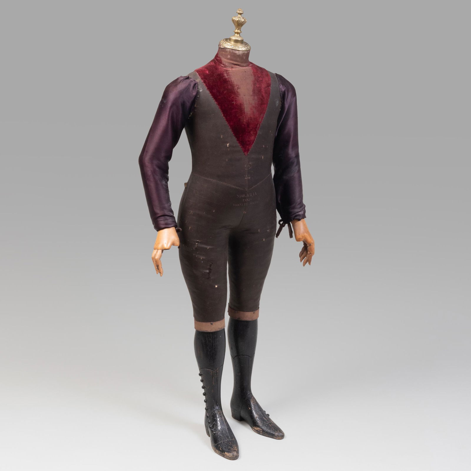 French Children's Wood, Silk and Velvet Mannequin, (1 of 8)