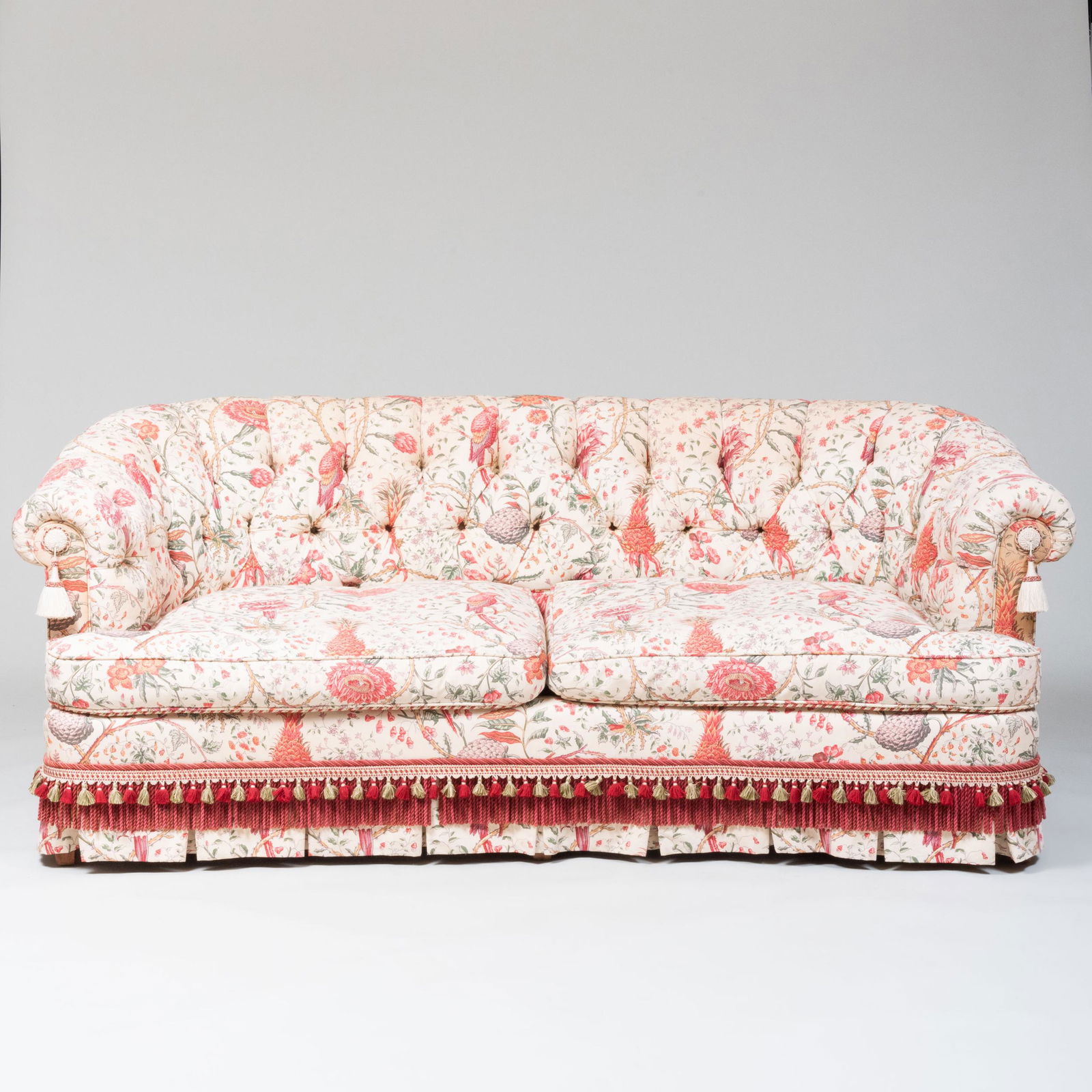 Floral Linen Tufted Upholstered Two Seat Sofa (1 of 8)
