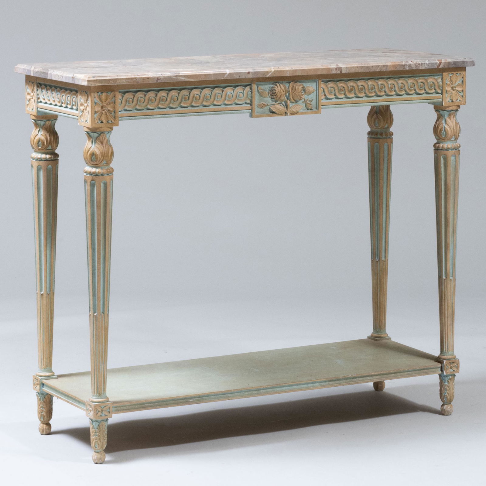 Louis XVI Style Painted Marble-Top Console Table, of (1 of 8)