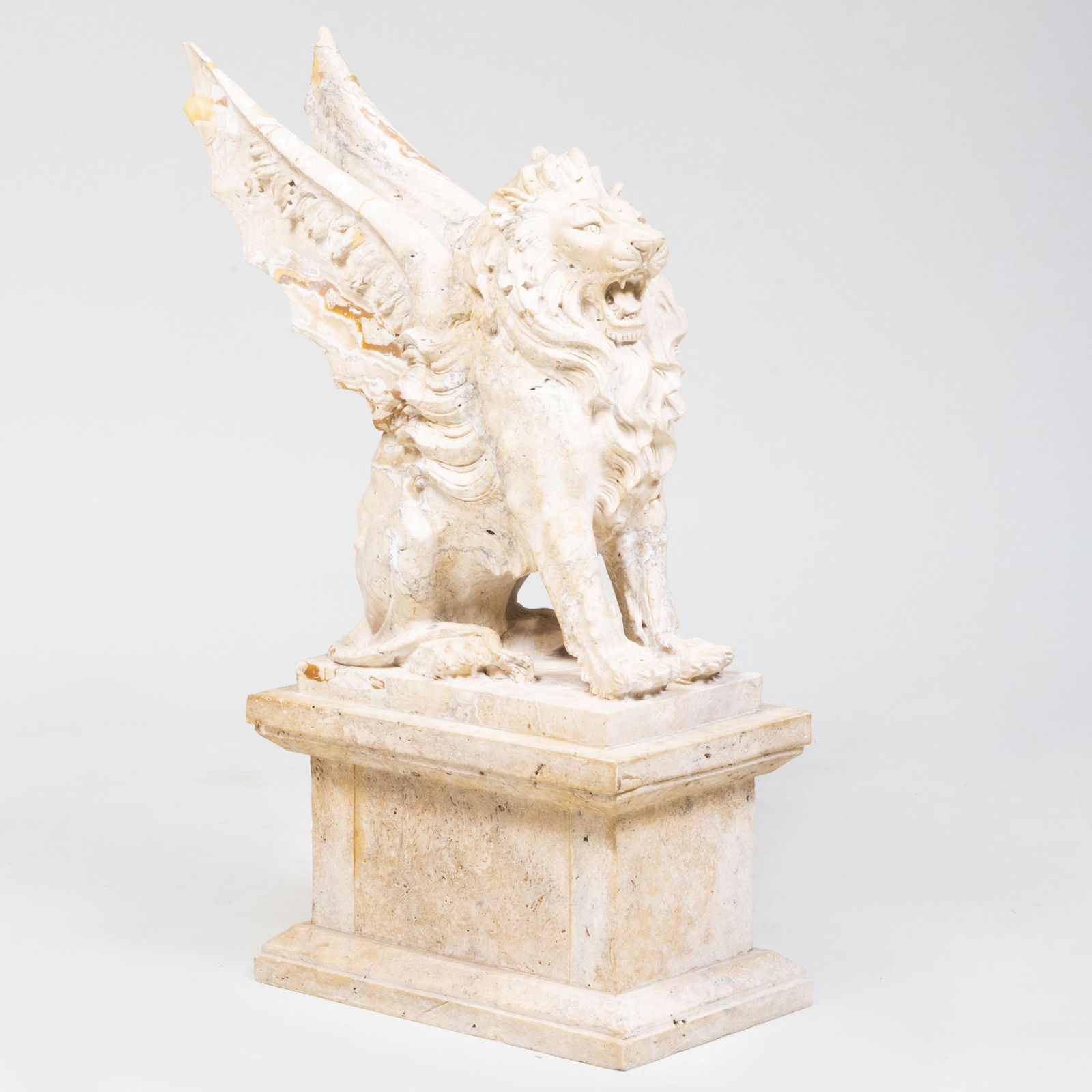 Continental Carved Travertine Model of a Winged Lion (1 of 12)