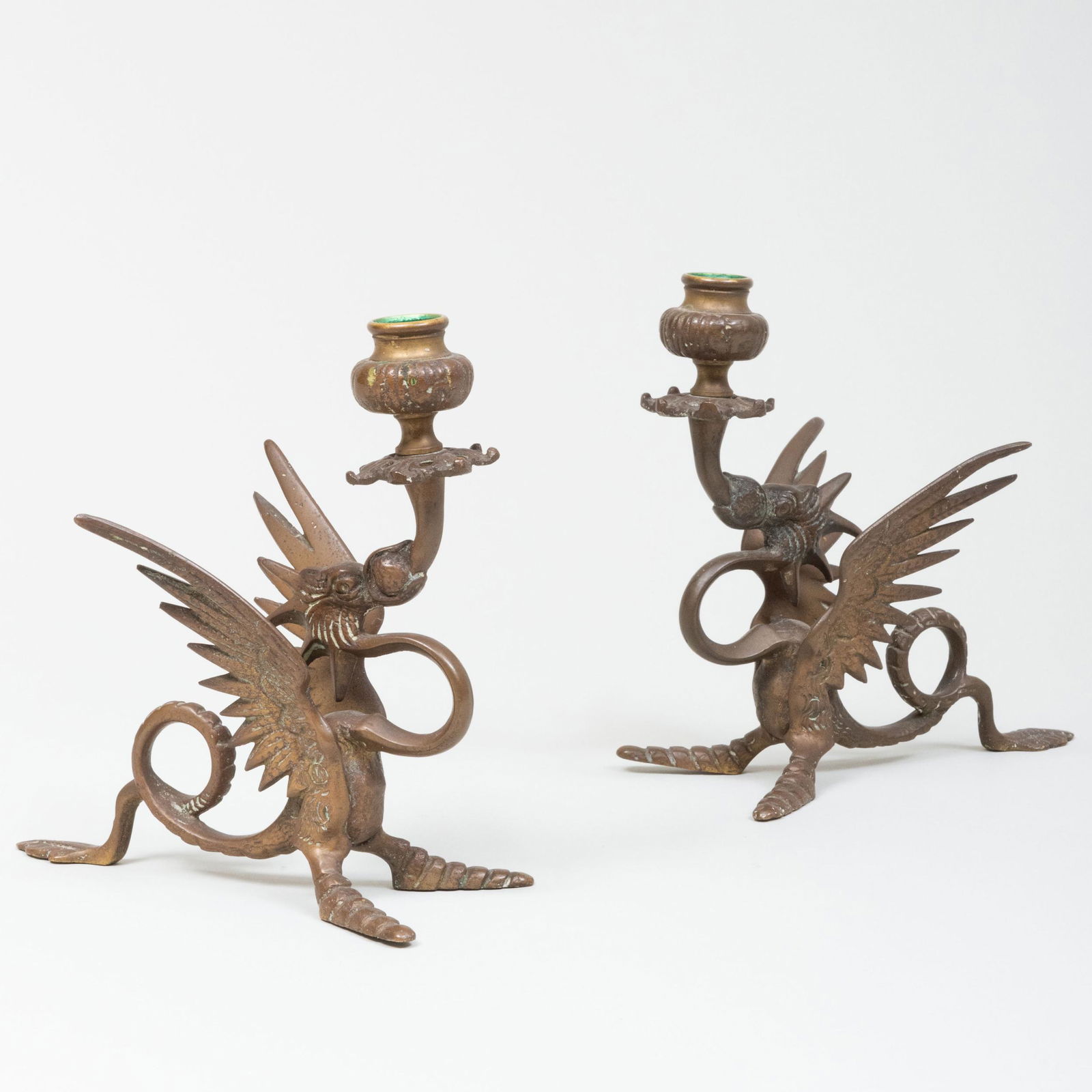 Pair of Metal  Dragon Form Candlesticks (1 of 8)
