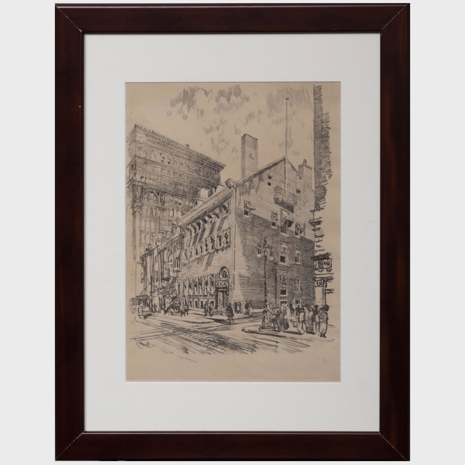 Joseph Pennell (1857-1926): The New York Stock Exchange: Joseph Pennell (1857-1926): The New York Stock Exchange Etching in black on chine, unsigned; together with After Joseph Pennell (1857-1926), The Philadelphia Club, photomechanical reproduction on pa